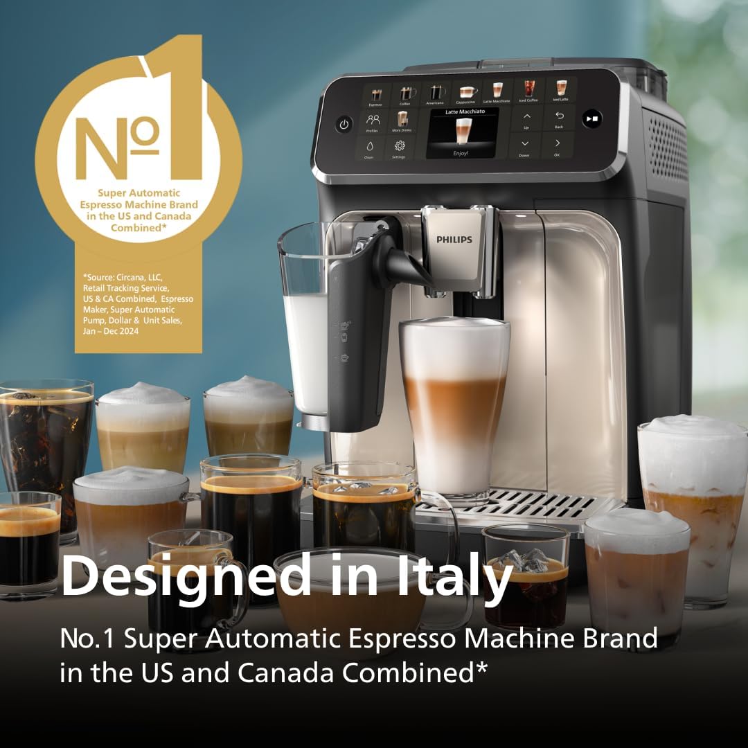 Philips 5500 Series Fully Automatic Espresso Machine with LatteGo – Black Chrome